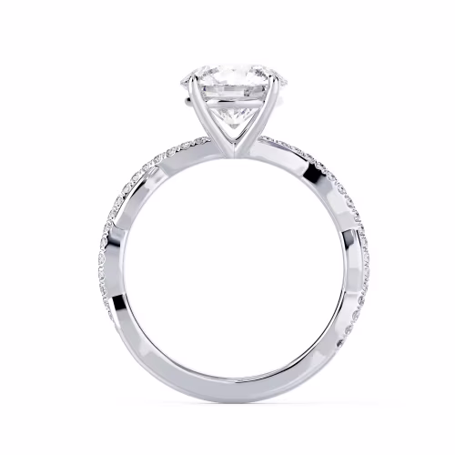 White Gold Infinity Twist Diamond Engagement Ring featuring Hand Selected Lab Diamonds (Profile View)
