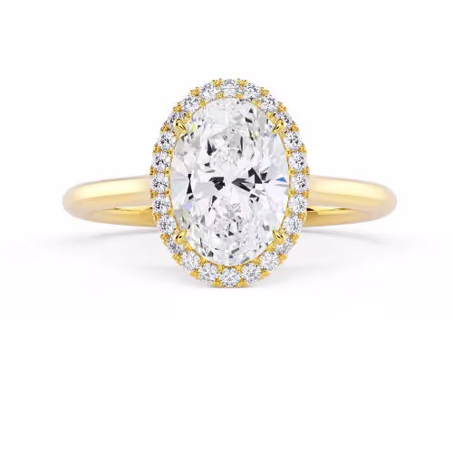 Lab Diamonds Oval Single Halo Setting in Yellow Gold (Main View)