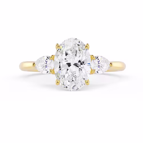 Diamonds set in Yellow Gold Oval and Pear Diamond Engagement Ring (Main View)
