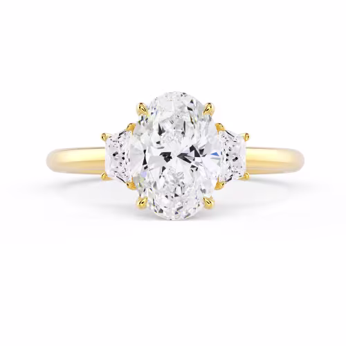 Created Diamonds Oval and Trapezoid Diamond Engagement Ring in Yellow Gold (Main View)