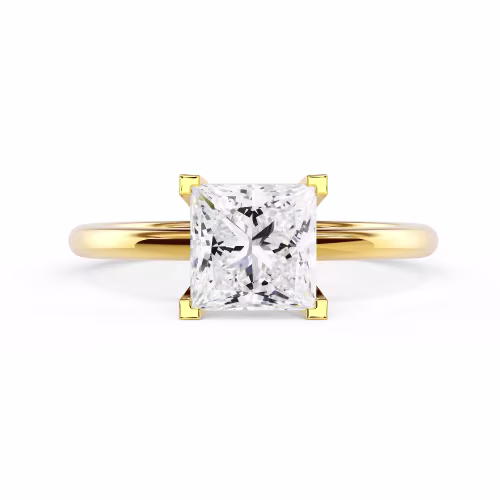 Yellow Gold Princess Classic Four Prong Solitaire Diamond Engagement Ring featuring High Quality Diamonds (Main View)