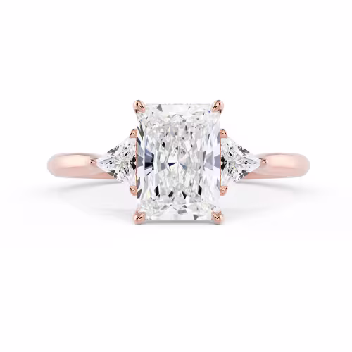 Rose Gold Radiant and Trillion Diamond Engagement Ring featuring Diamonds (Main View)