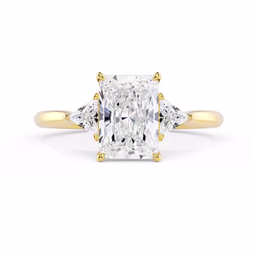 Diamonds Radiant and Trillion Diamond Engagement Ring in Yellow Gold (Main View)