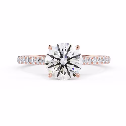 Hand Selected Created Diamonds set in Rose Gold Round Cathedral Pavé Setting (Main View)