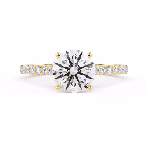 Lab Created Diamonds set in Yellow Gold Round Cathedral Pavé Setting (Main View)