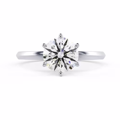 White Gold Round Classic Six Prong Solitaire Diamond Engagement Ring featuring Diamonds (Main View)