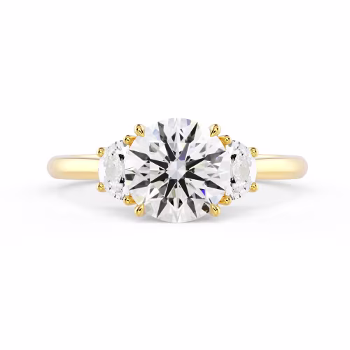 Lab Diamonds set in Yellow Gold Round and Half Moon Setting (Main View)