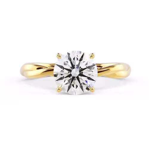 Lab Diamonds Twisting Band Solitaire in Yellow Gold (Main View)