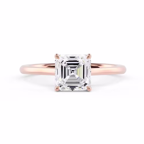 Rose Gold Asscher Cathedral Solitaire featuring Diamonds (Main View)