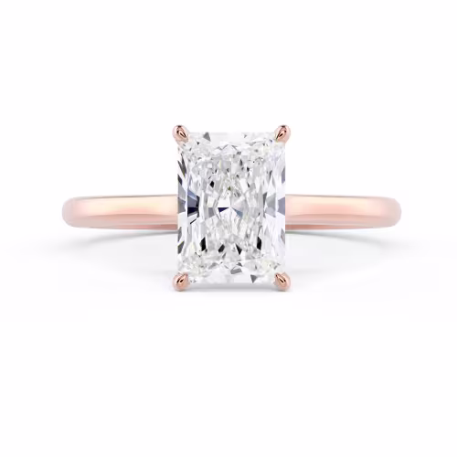 High Quality Diamonds set in Rose Gold Radiant Trellis Solitaire (Main View)