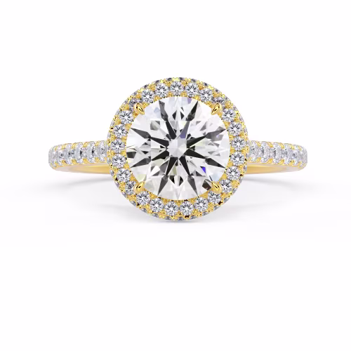 Yellow Gold Double Sided Halo Setting featuring Lab Diamonds (Main View)