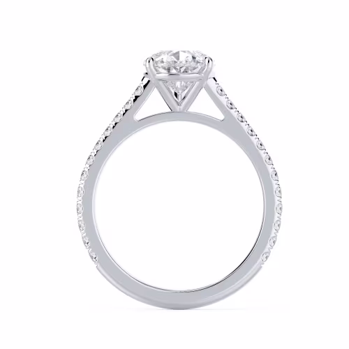 White Gold Pear Cathedral Pavé Setting featuring Lab Grown Diamonds (Profile View)