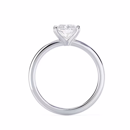 White Gold Radiant Classic Four Prong Solitaire Diamond Engagement Ring featuring Lab Created Diamonds (Profile View)