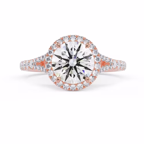 Rose Gold Single Halo Split Shank Setting featuring High Quality Diamonds (Main View)