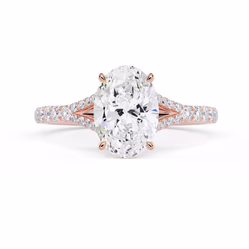 Rose Gold Trellis Split Shank Diamond Engagement Ring featuring Lab Grown Diamonds (Main View)