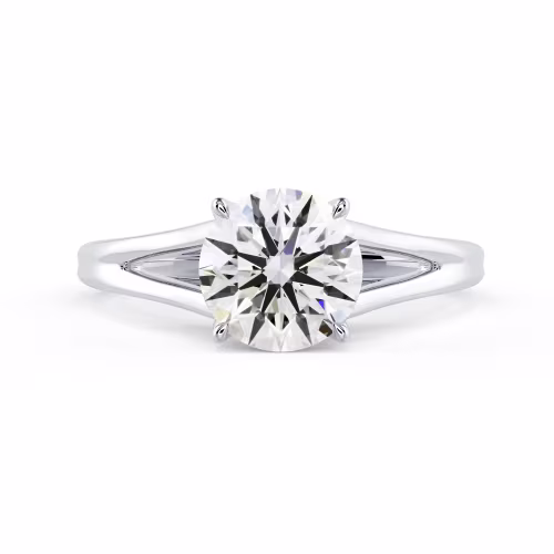 Lab Diamonds set in White Gold Split Shank Solitaire Diamond Engagement Ring (Main View)