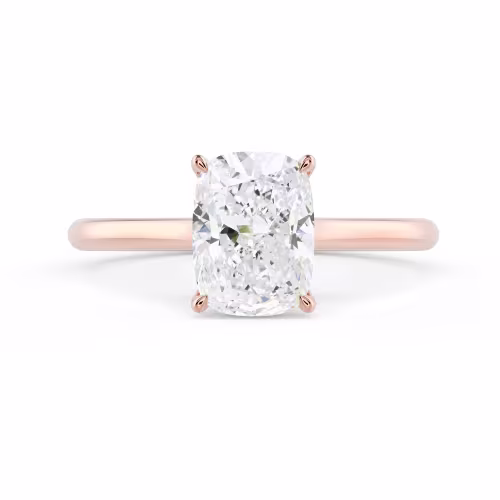 Diamonds set in Rose Gold Cushion Trellis Solitaire Diamond Engagement Ring (Main View)