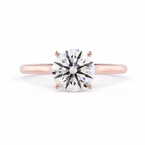 Diamonds Round Trellis Solitaire Diamond Engagement Ring in Rose Gold (Main View)