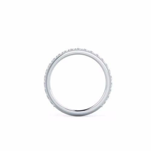 18k White Gold Engraved Three Quarter Band featuring Plain Metal Diamonds (Profile View)