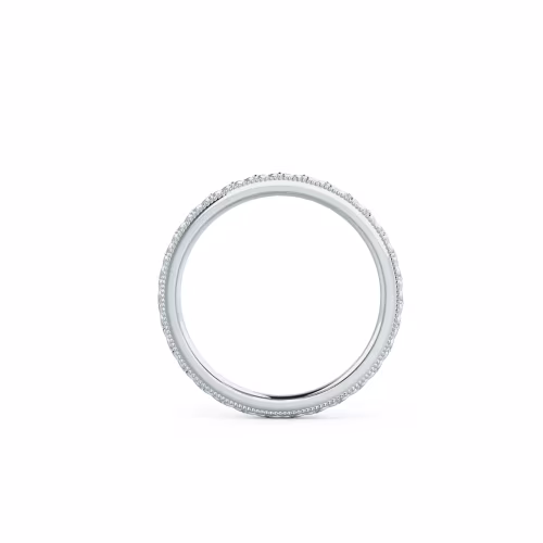 Plain Metal Diamonds set in White Gold Engraved Eternity Band (Profile View)