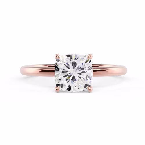 Lab Diamonds Cushion Classic Four Prong Solitaire in Rose Gold (Main View)