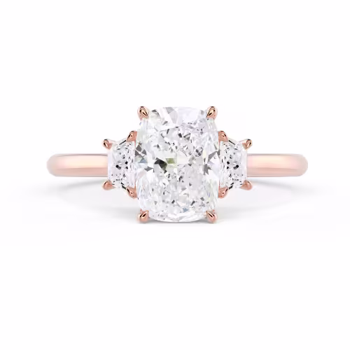 Rose Gold Cushion and Trapezoid Setting featuring Lab Created Diamonds (Main View)
