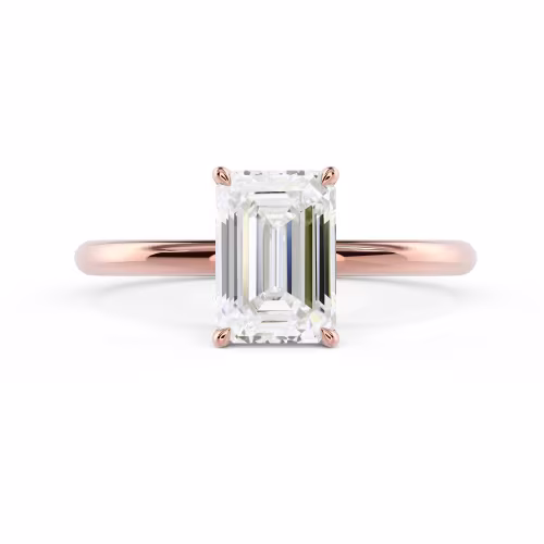 Lab Diamonds set in Rose Gold Emerald Petite Four Prong Solitaire (Main View)