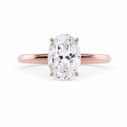 Lab Grown Diamonds set in Rose Gold Oval Petite Four Prong Solitaire (Main View)