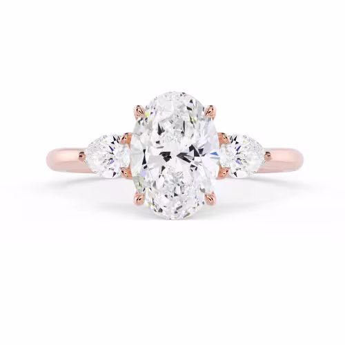 Lab Diamonds set in Rose Gold Oval and Pear Setting (Main View)