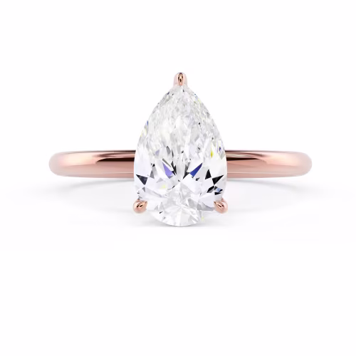 Lab Created Diamonds Pear Petite Solitaire Diamond Engagement Ring in Rose Gold (Main View)