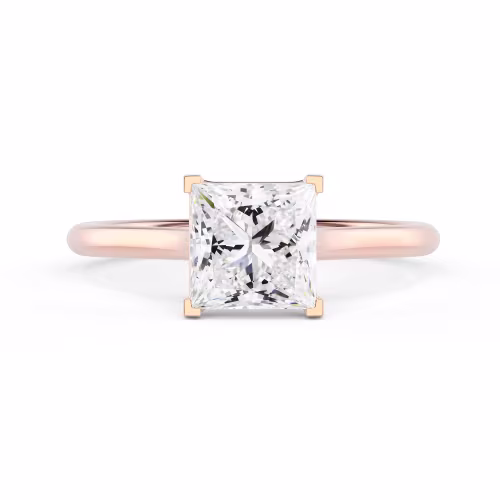 Rose Gold Princess Trellis Solitaire featuring Exceptional Quality Lab Grown Diamonds (Main View)