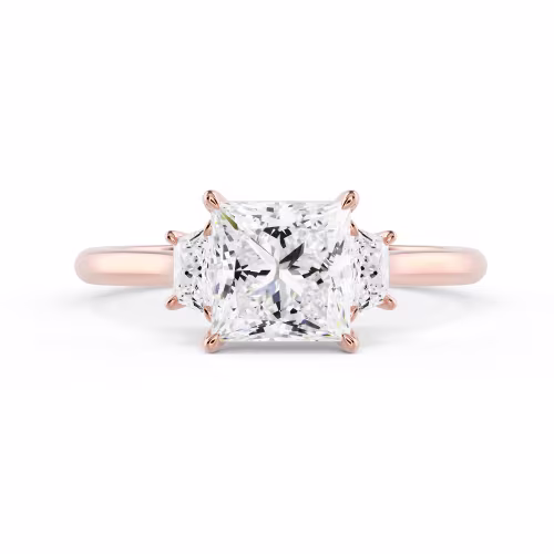 High Quality Diamonds Princess and Trapezoid Setting in Rose Gold (Main View)