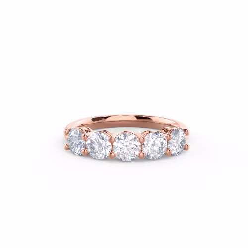 Exceptional Quality 1.5 ct Round Lab Diamonds set in 14k Rose Gold Prong Set Five Stone (Main View)