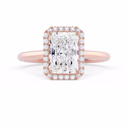 Rose Gold Radiant Single Halo Setting featuring Lab Diamonds (Main View)