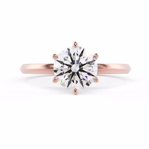 Diamonds Round Classic Six Prong Solitaire Diamond Engagement Ring in Rose Gold (Main View)