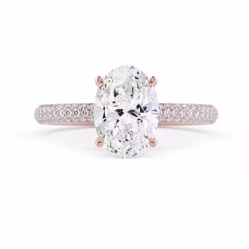 Lab Grown Diamonds set in Rose Gold Three Sided Pavé Setting (Main View)