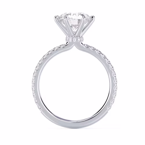Round Lab Diamonds Diamond Collar Pavé Setting in White Gold (Profile View)