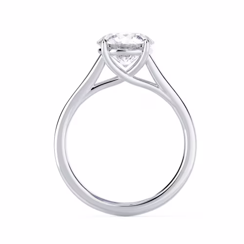 Diamonds set in White Gold Split Shank Solitaire Diamond Engagement Ring (Profile View)