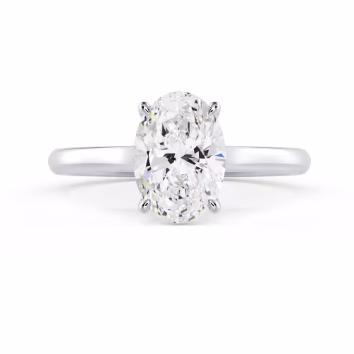 Diamonds Oval Cathedral Solitaire Diamond Engagement Ring in White Gold (Main View)