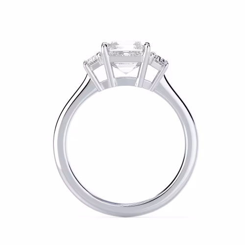 White Gold Asscher and Trapezoid Setting featuring Exceptional Quality Created Diamonds (Profile View)