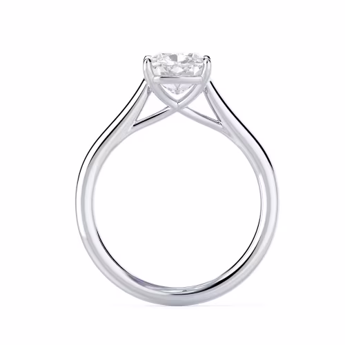 White Gold Cushion Trellis Solitaire featuring Diamonds (Profile View)