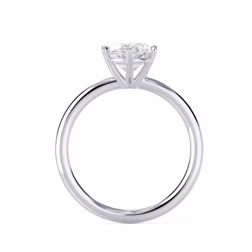 Exceptional Quality Lab Diamonds set in White Gold Oval Six Prong Solitaire (Profile View)
