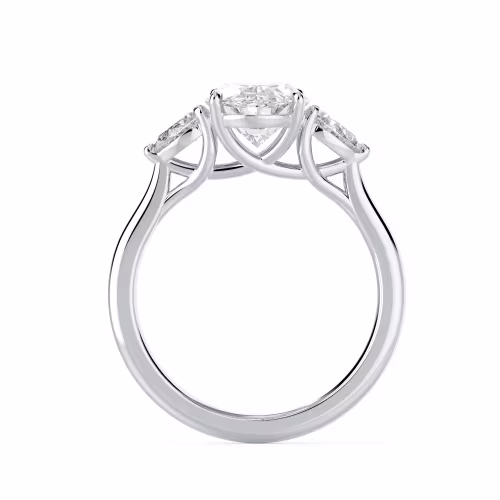 Lab Diamonds Oval and Pear Setting in White Gold (Profile View)