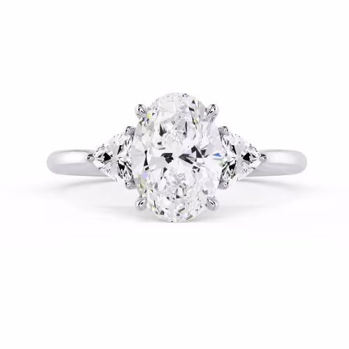 Diamonds Oval and Trillion Diamond Engagement Ring in White Gold (Main View)