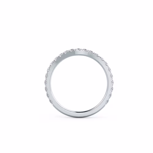 18 Karat White Gold Pavé Contoured Three Quarter Band featuring 0.6 ctw Round Lab Created Diamonds (Profile View)