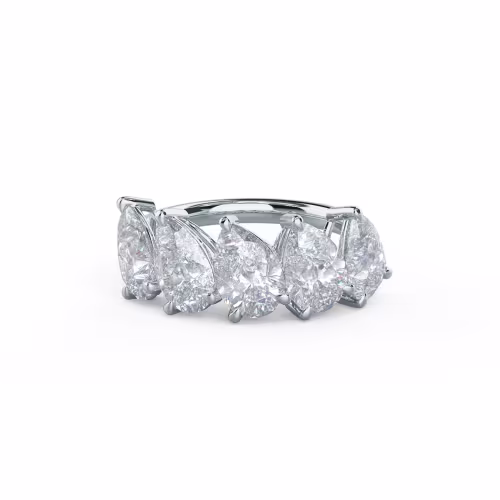 3.5 ct Lab Diamonds Pear Angled Five Stone in 18k White Gold (Main View)