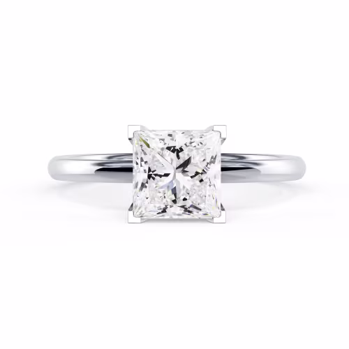 Hand Selected Lab Grown Diamonds Princess Petite Four Prong Solitaire Diamond Engagement Ring in White Gold (Main View)