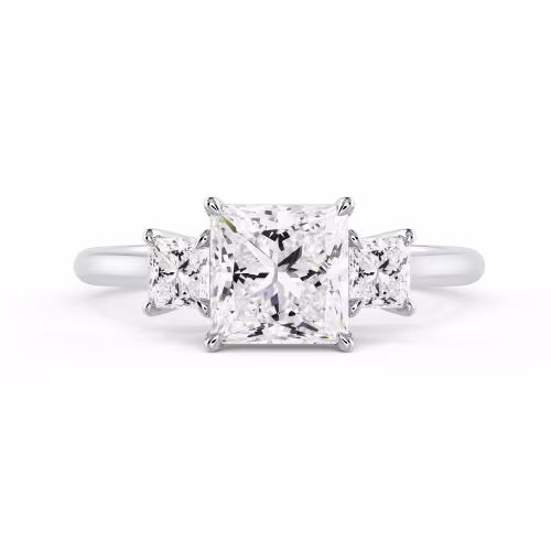 Diamonds set in White Gold Princess Three Stone Setting (Main View)