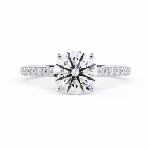 Created Diamonds set in White Gold Round Diamond Cathedral Pave Engagement Ring (Main View)