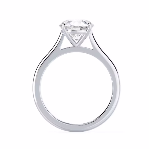 White Gold Round Cathedral Solitaire Diamond Engagement Ring featuring Lab Diamonds (Profile View)